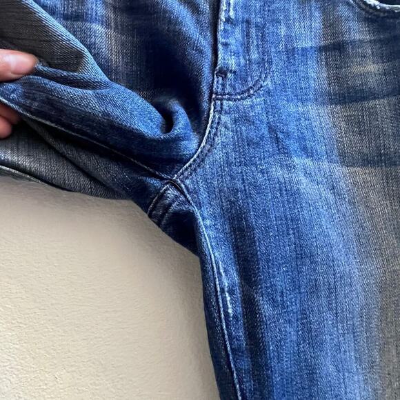 7 For All Mankind Crop Straight Leg Denim Blue Light Distressed Y2K Women's 26 - Picture 4 of 10